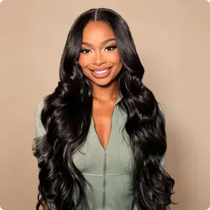 Hot Star 13x6 HD Transparent Lace Front Wigs Human Hair Pre Plucked 180% Density Body Wave with Baby Hair for Women Natural Black
