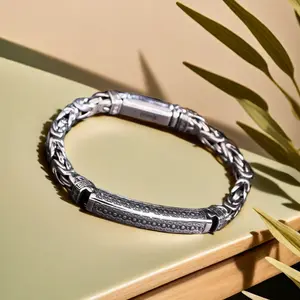 Full Silver s925 bracelet Sterling silver bracelet men's bracelet can be worn open send boyfriend send dad birthday holiday gift Silver weight 29g /1.02 oz