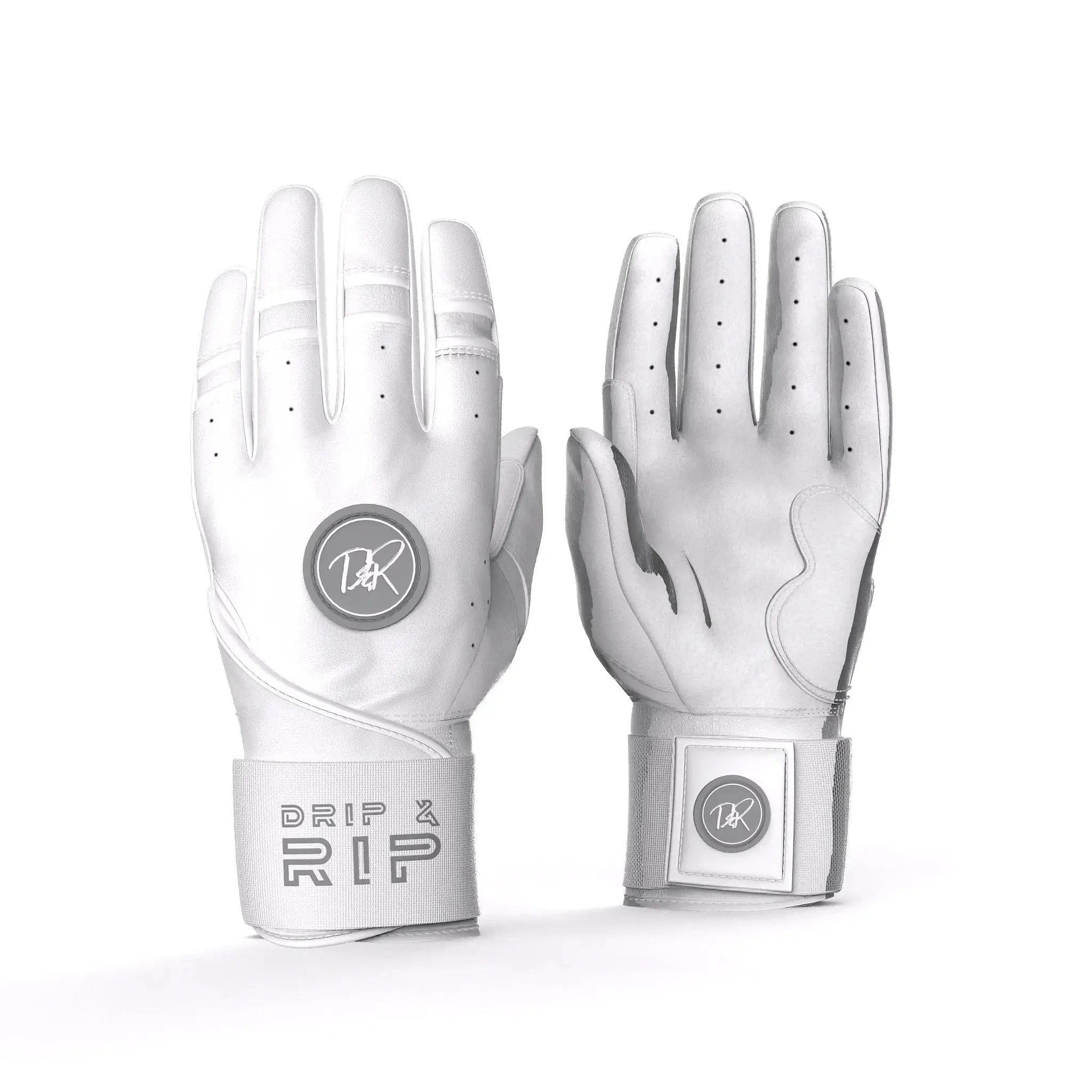 Drip & Rip™ "Baller" Series Premium Leather Long Cuff Batting Gloves Specter