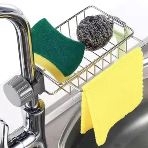 Faucet Sponge Holder for Kitchen Sink - Fits for 0.78"-0.98" Diameter Pipe Stylish Kitchen Sink Faucet Organizer, Stainless Steel, Rust-Resistant, 360° Rotating Design for Soap, Scrubbers, Bathroom  #SummerVibes smart face