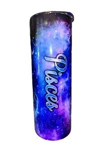 Pisces - Zodiac Sign with Galaxy and Stars - Feb 19th - Mar 20th - 20oz oz 20 oz. 20oz. Skinny Sublimation Tumbler - Amy's Tumbler Junkies!