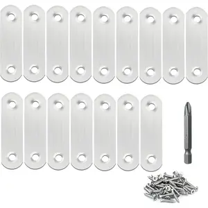 16 Pack Flat Plate Straight Brackets 60MM Stainless Steel Flat Metal Braces,Repair Bracket with Screws