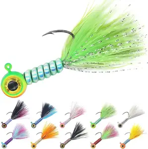 -Crappie-Jigs-Marabou-Hair-Jigs-for-Crappie-Fishing-baits-and-Lures kit Panfish Trout 1/8 1/16 1/32 oz