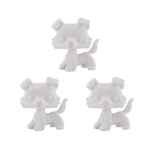 3pcs/Pack Bobble Head White Base Ornament for Painting Custom Pet Shop Toy Blank Model OOAK DIY Paint Diy Painting Supplies (Collie)