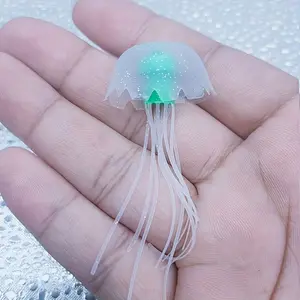 12pcs Set of Fluorescent Glow-in--dark Realistic Jellyfish Aquarium Decoration, Bright Fluorescent Floating Jellyfish, Artificial Coral Reef Ornaments