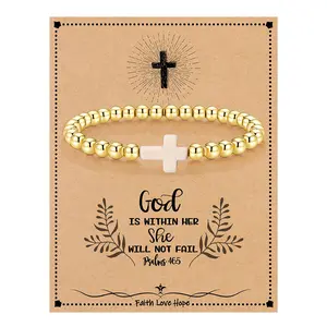 Christian Gifts For Women Cross Bracelets Imperial Nature Stone Bead Bracelet Confirmation Baptism Gifts For Teen Girls Easter Basket Stuffers For Teens Christmas Religious Jewelry