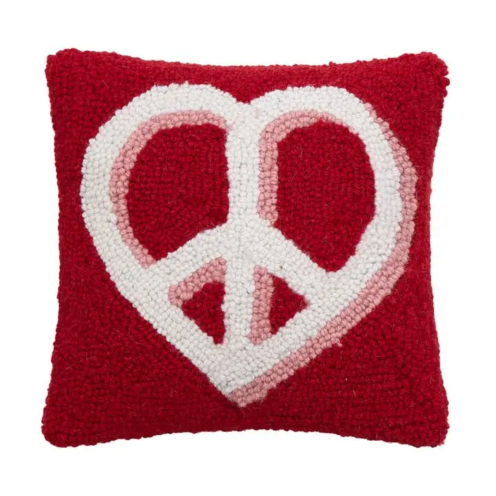 Peking Handicraft 30AV289C10SQ 10x10 in. Large Heart & Bold Lettering Standard Poly-Fill Hook Pillow, Multi-Color, Large Heart And Bold Lettering Standard Pillows