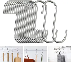 40 Pack S Hooks - Stainless Steel Heavy Duty S Hooks for Hanging Pots, Pans, Plants, Coffee Mugs, Towels in Kitchen and Bathroom, Coat, Bag, Work Shop, Perfect Rack Hooks HTBMALL