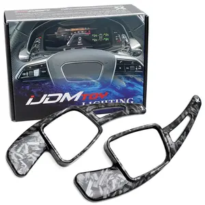 iJDMTOY Forged Caron Fiber Pattern Style Larger Paddle Shifter Extensions For Audi 2017-up A3, A4, A5, 2019-up A7, 2018-up A8, 2019-up Q5, etc