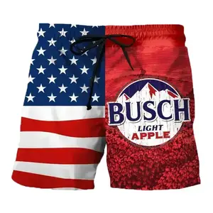 American Flag Pool Party Swimwear, Quick-Dry Red White & Blue Vacation Shorts