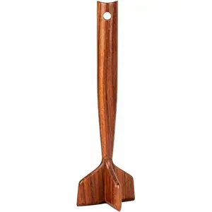 Upgrade Teak Wooden Meat Chopper, Hamburger Grinder, Premium Heat Resistant Smasher for Ground Beef, Burger Grinder Nylon Potato Mix Tool, Meat Tenderizers, Durable Wood Meat Pounder Kitchen Utensil