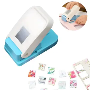 Rectangular Postage Stamp Puncher | Scalloped Edge Craft Punch for Scrapbooking, DIY Cards & Junk Journals | Easy-Press Lever Action Paper Cutter - Create Custom Stamp Stickers! - Note: This product does NOT include stickers or refill materials
