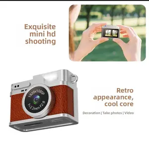 S150 Mini Keychain Camera, 32GB Digital Camera, Tiny Vintage Retro Camera, 1080P Video Vlogging Camera (Brown)