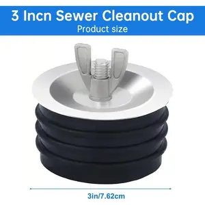 3 Inch Mechanical Test Plug, Steel Sewer Cleanout Cap & Drain Pipe Cover with Galvanized Screw & Wing Nut, Pipe Gripper for Outdoor Sewer, Sink, Pool Pipes