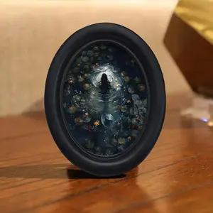 1pc Enchanting Mermaid in Pond Wooden Framed Photo Frame - 6.8x8.7Inch, Handcrafted Retro Style Wall Art with Serene Nighttime Scene, Perfect for Home & Office Decor, Ideal Holiday Gift, Mermaid Decor