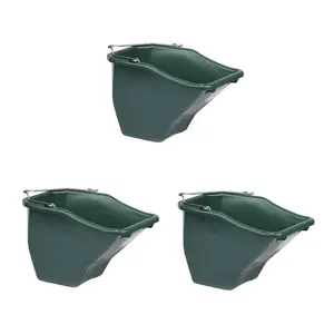 Little Giant 10-Quart Plastic Flat Back Livestock Feed Bucket, Green (3 Pack)