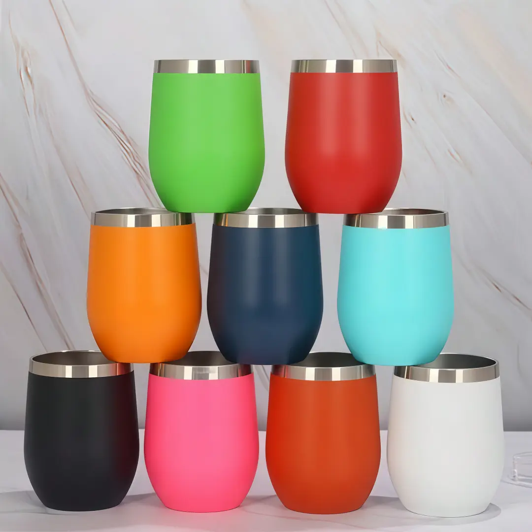 LMMAKE 6PCS 12oz Solid Recyclable Double-Wall Vacuum Stainless Steel Insulated Wine Tumblers with Removable BPA-Free Lids, Outdoor Kitchenware for Dinners, Coffee Mugs Ideal for Champagne