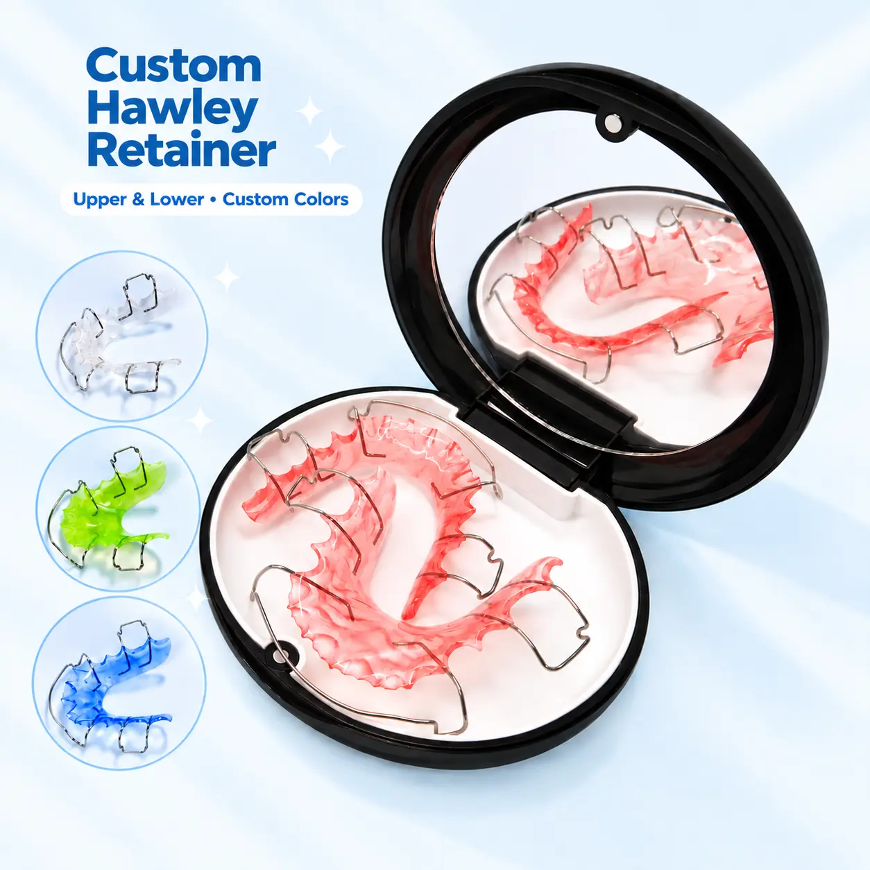 Custom Hawley Retainer – Upper & Lower 2-Piece Set with At-Home Impression Kit & Storage Case Abutment Xpress
