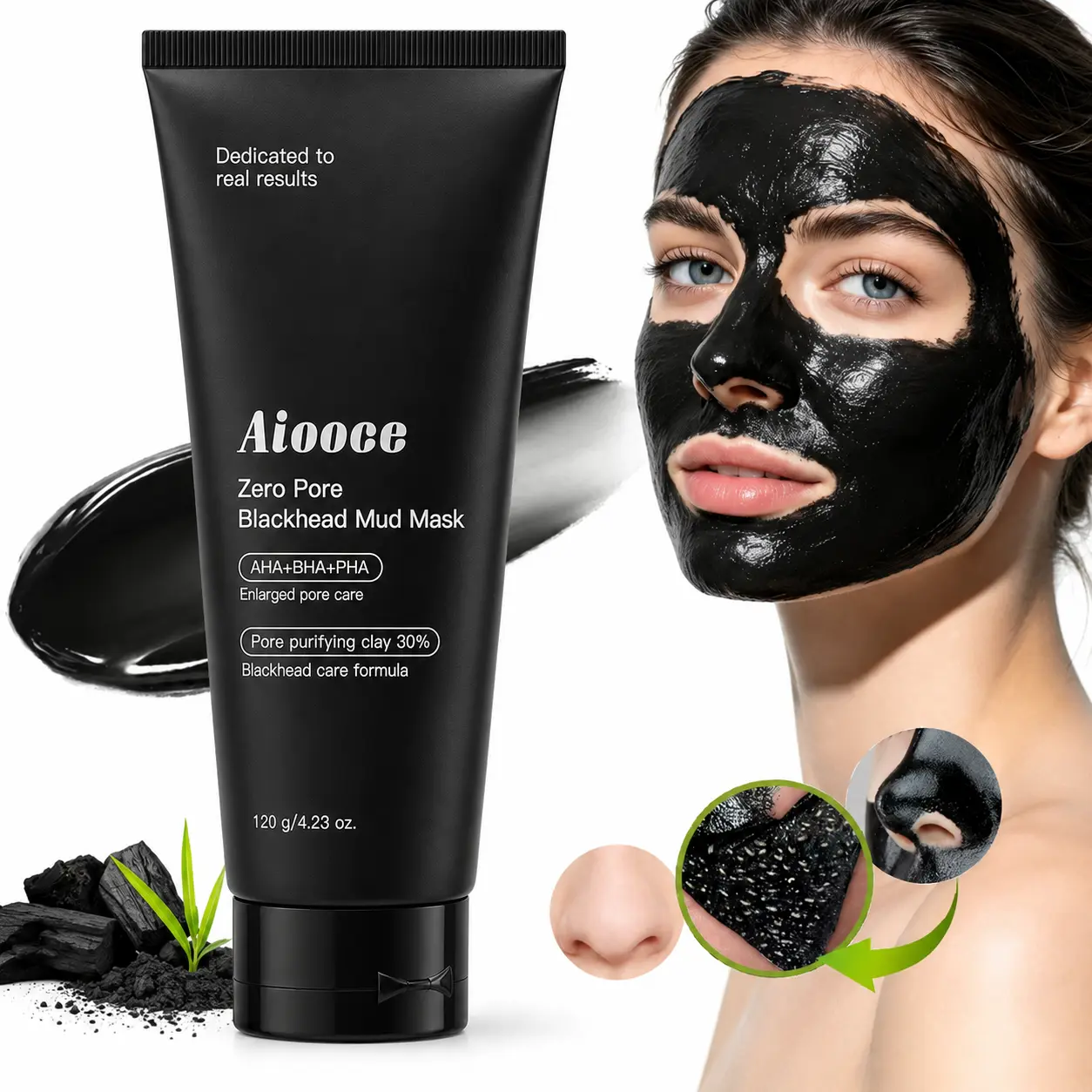 Blackhead Mud Mask, AHA BHA PHA Clay Mask with Kaolin Clay for Pore Care, Deep Cleansing Facial Mask for Excess Oil Control & Smooth-Looking Skin, At-Home Spa-Inspired Skincare Routine