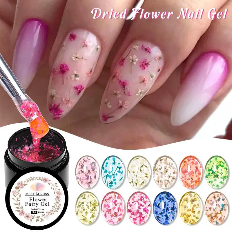 12 Colors Dried Flower Gel Nail Polish, Gel Polishes, Long-Lasting, Chip-Resistant, Gel Based, Soak Off UV Painting Nail Art Gel Varnish, Easy to Apply, High-Gloss Finish, Vibrant Colors, Nail Art Polygel, Manicure Nail Care Cosmetic