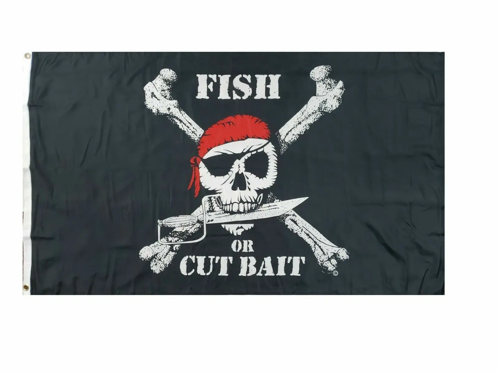 [Made in US] Fish or Cut Bait Pirate Flag 3x5ft Boat Flag Jolly Roger Flag Fishing Flag Funny