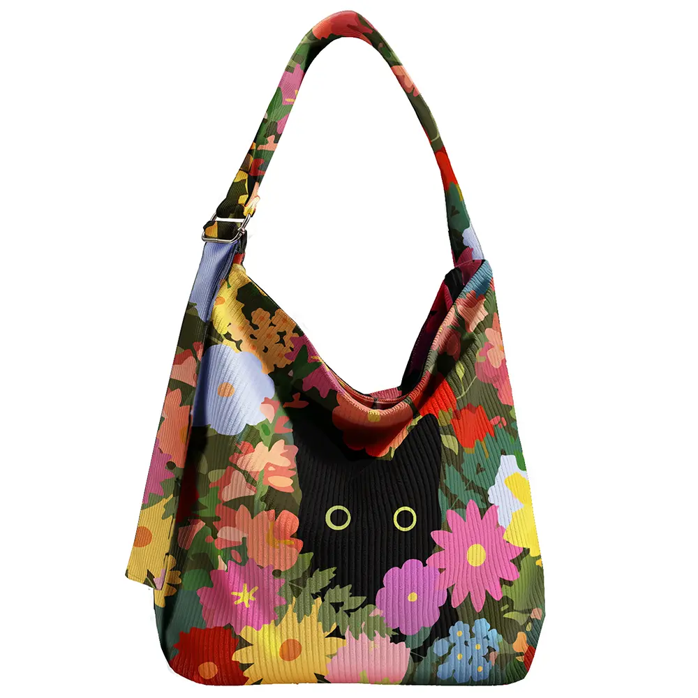 Corduroy Tote Bag with Zipper for Women - Cute Hobo Bags Big Capacity with Inner Pockets for Work, Travel, Everyday Bag, Work Bags