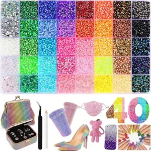 40-Colors Resin Jelly Rhinestones for Bedazzling, 3mm 32000 Pcs Flatback Gems for Crafting, Bedazzling Kit with Tool for Clothing Shoes Nail Book Diamond Art