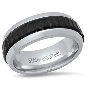 Steel By Design Men's Cubic Zirconia Baguette Band Ring