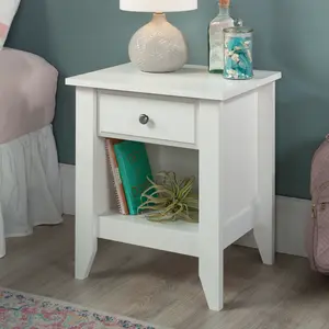 Sauder Shoal Creek Night Stand With Drawer - Modern Bedside Table, Open Shelf, Smooth-Gliding Drawer