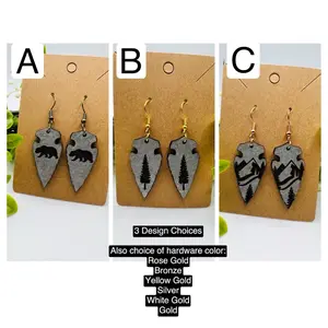 Arrowhead Spear Wooden Earrings for Women - Handmade Jewelry