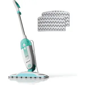 S1000 Steam Mop with 2 Dirt Grip Pads, Lightweight, Safe for all Sealed Hard Floors like Tile, Hardwood, Stone, Laminate, Vinyl & More, Machine Washable, Removable Water Tank, White/Seafoam