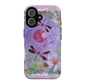 Whimsigoth Aesthetic Dragonfly Phone Case for IP 17 16 15 14 13 12 11 Pro Max XR Xs , Vintage Boho Patchwork Floral Case, Purple Lotus Fairycore, Fairycore Nature - Aesthetic Purple Flower Phone Cover, Girly Floral Tough Case, Waterproof