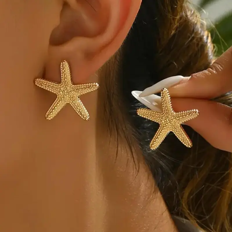 Starfish Design Stud Earrings, Ear Studs, Statement Earrings, Unique Design Earrings, Fashionable Jewelry for Women & Girls, Trendy All-match & Exquisite Jewelry for Birthday Gift