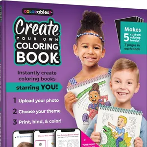 COLORables! Gift for Kids- Create Your Own Book Kit - Coloring Book Turn Photos into Coloring Pages Print & Bind at Home Makes Up to 5 Books Spiral Binding Included Fun Gift for Kids & Adults