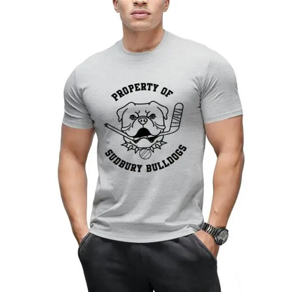 Men's 100% Cotton Shoresy Sudbury Bulldogs Property T-Shirt, Short-Sleeve Hockey Bulldog Graphic Top Casual Menswear