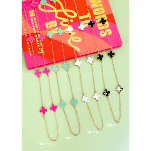 Sera Long Clover Necklace - 7 Colors - FINAL SALE