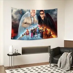 Comedy TV Series Good Omens Flags Custom Camping Outdoor Garden room Bedroom Decor Party Backdrops Wall Art Tapestry Wall Hanging Family Gifts