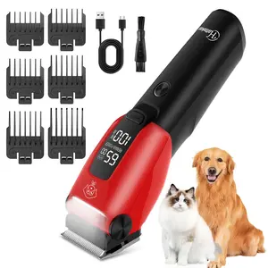 Rechargeable Pet Clipper, 1 Set Professional Low Noise Pet Grooming Clipper with 6 Counts Guide Combs, Pet Hair Trimmer for Dogs & Cats