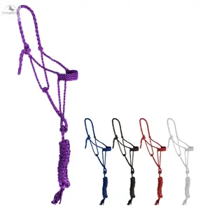 Resistance Mule Tape Halter with 10ft Lead - Handmade Horse Halter Style and Durability in Purple, White, Red, Royal Blue
