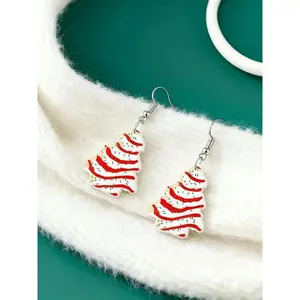 Women's Fashion Dangle Earrings, Hollow Out Star Christmas Tree Design, Synthetic Zircon Inlay, Ideal Christmas Gift, High Quality Earrings