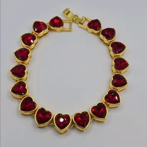 HEARTS beautiful bracelet Gold-plated 8"inches