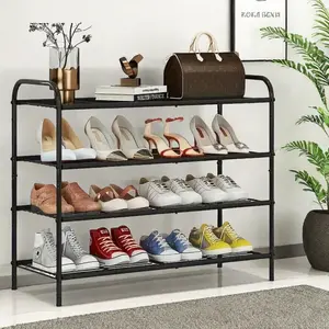 Retractable Shoe Rack, 4 Tier Shoe Rack, Adjustable Shoe Cabinet Storage Box, Can Hold 9-16 Pairs of Shoes, Metal indePendent Wardrobe Shoe Rack, Suitable for Hallway, Bedroom, Entrance, office.