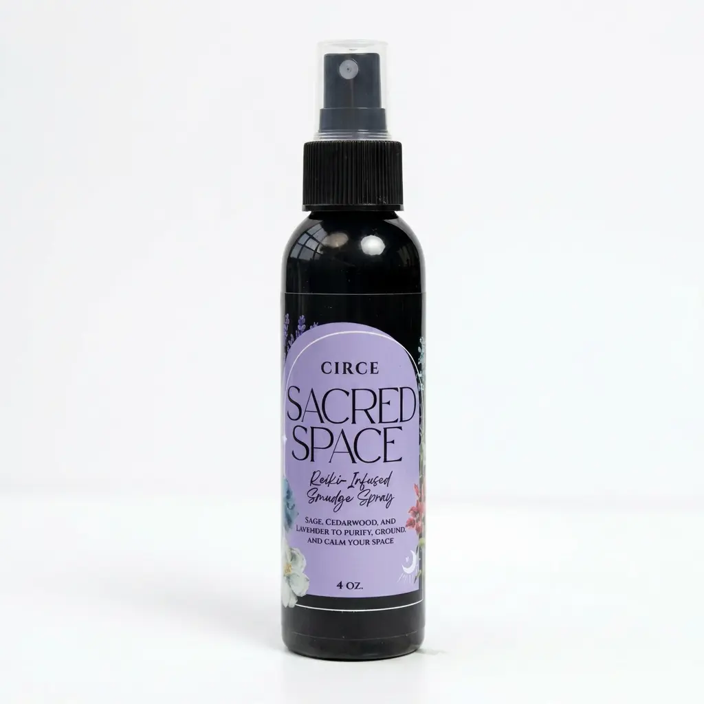 Circe Boutique Sacred Space Smudge Spray 4 oz - Sage Cedarwood & Lavender Blend for Peace Balance & Positive Energy - 110ml Liquid for Meditation Yoga & Daily Rituals