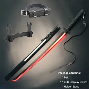 41 inches LED Light Bleach Sword Cosplay Sode no Shirayuki Black with Belt & Holder Stand for Anime Cosplay Role Playing Props Collection Decoration Birthday Halloween Christmas Gift New Year