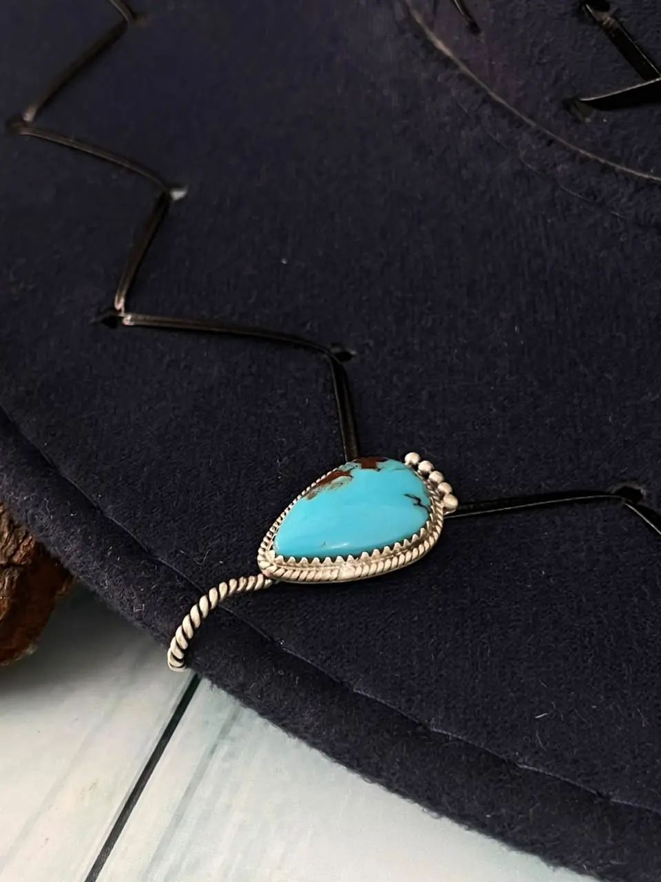 Handmade Sterling Silver Egyptian Turquoise Collection: Hat Pin Signed Nizhoni