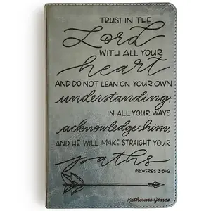 Personalized ESV Student Study Bible - Gray - Trust in the Lord With All Your Heart - Hand Lettered and Engraved