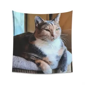 Decorative Wall Tapestry - Cats Love Decor, Acrylic and Polyester Material, Plain Pattern, Room Shape
