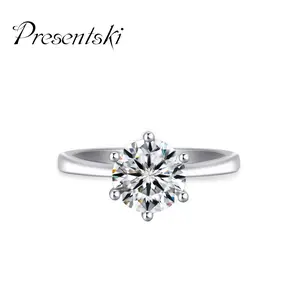 Presentski Classical 6 Claws 3 Ct synthetic Moissanite Ring With Sterling Silver 925