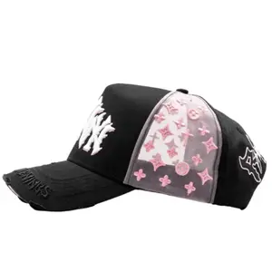 Rude Awakenings Hat NYNYNY Black & Pink Cross Design Adjustable Baseball Cap for Men Women