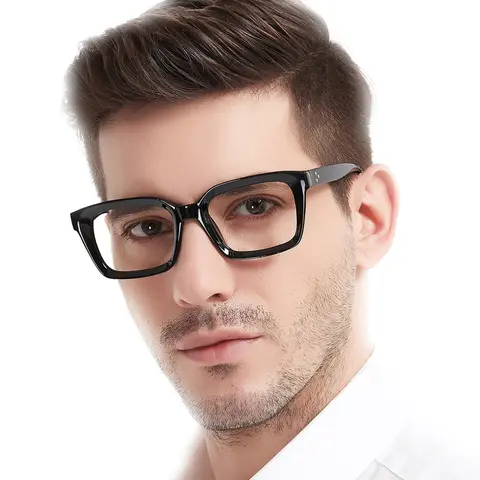 MARE AZZURO Retro Square Frame Blue Light Blocking Reading Eyeglasses - Full Rim Plastic, Tinted Anti-Glare Polycarbonate Lenses, Single Magnification, Eyestrain Relief, Quality Eyeglasses for Computer Working, Digital Time, Male Beautiful Gift